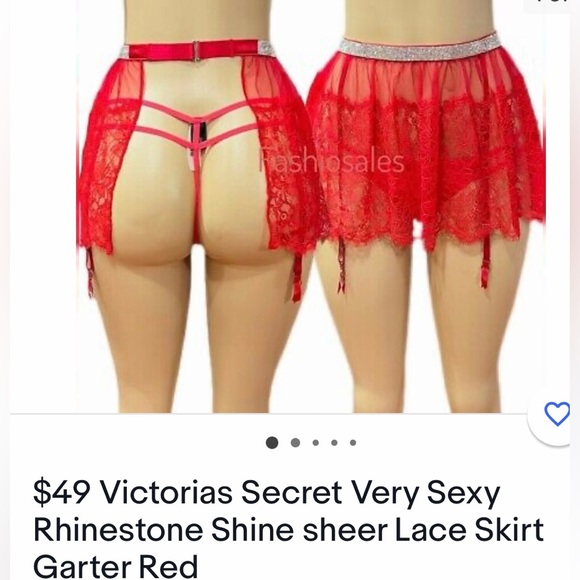 Victoria’s Secret Rhinestone Shine Red Lace Skirt with Garters NWT - Picture 5 of 16